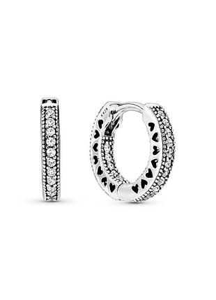Оригинальные серебряные серьги пандора pandora 296317cz 100% оригинал сердце с камнями новые с биркой серебро проба 925 ale