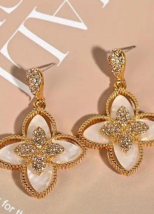 Сережки з перламутром та фіанітами