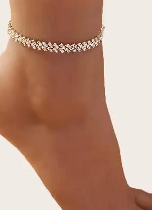 Анклет золотистий браслет на ногу