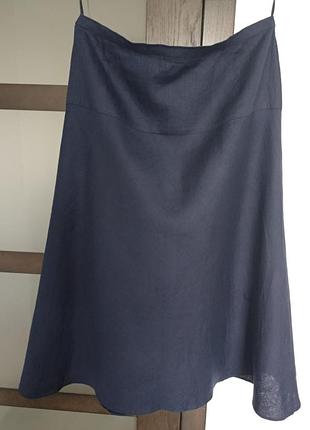Юбка миди от windsmoor, 💯 лен, цвет синий, размер 16