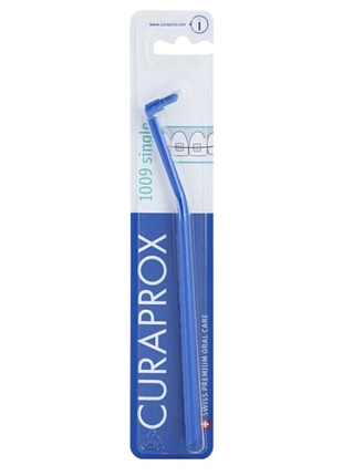 Зубная щетка монопучковая curaprox cs 1009 single & sulcular, 9 мм (синий/синий)