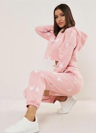 Костюм playboy missguided рожевий з флісом pretty little thing