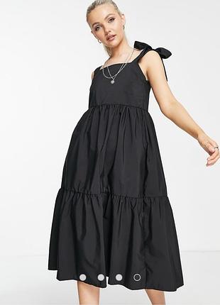 Стильний натуральний сарафан з бантами stradivarius2 фото
