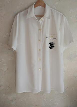 Женская рубашка белая, xxl 52р., вискоза с полиестром