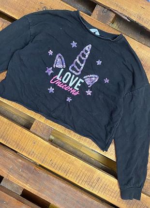 Дитяча бавовняна кофта (світшот) з принтом і паєтками primark (примарка 11-12 років 146-152 см ідеал)