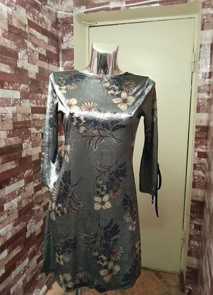 Платье из панбархата с длиным рукавом от итальянского бренда hanny deep размер хs(40)