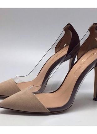Жіночі літні туфлі gianvito rossi plexi колір: бежево-коричневий