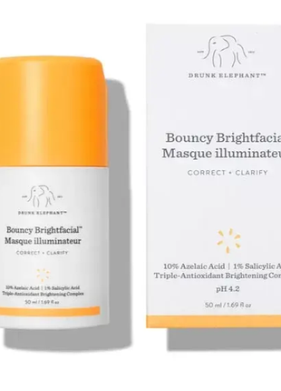 Drunk elephant bouncy brightfacial освітлююча незмивна маска для обличчя з азелаїновою кислотою, 50