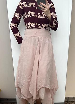 Многоярусная юбка с асимметричным низом, тонкий хлопок