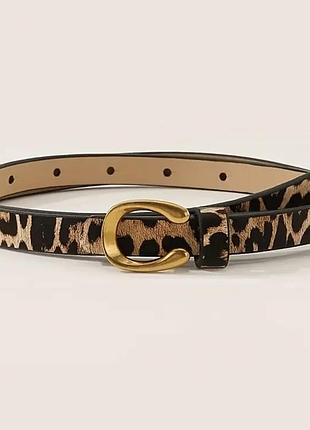 Тонкий пояс ремень, поясний ремінь білий леопардовий