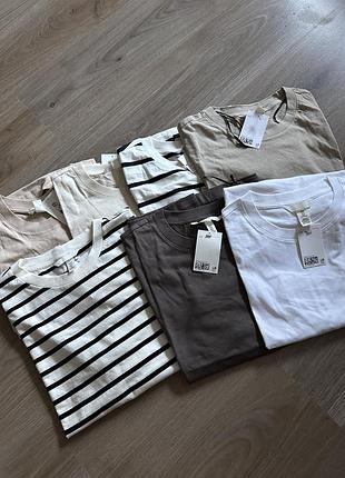 h&m uniqlo майка в рубчик футболки