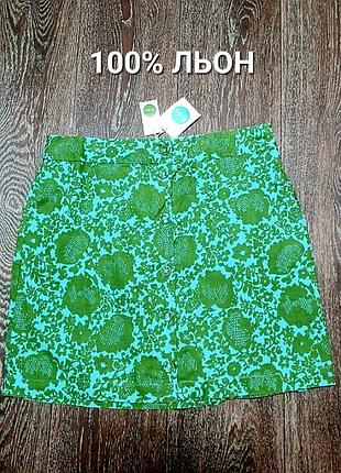 100% лен стильная юбка с пуговицами р.14 от boden