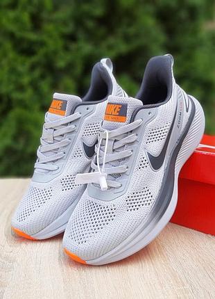Чоловічі якісні та стильні кросівки nike air zoom сірі з помаранчевим
