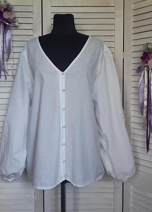 Натуральна біла блуза, сорочка в бохо, етностично стилі ажурна вишивка ришельє, прошва f&f