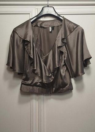 Блуза шовкова шовк 💯 атласна з воланами