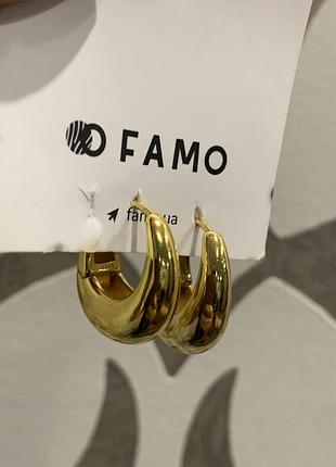 Серьги конго круглые английская застежка золотые 2 см