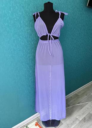 Сукня asos swim на пляж парео фіолетова на завʼязках в сіточку