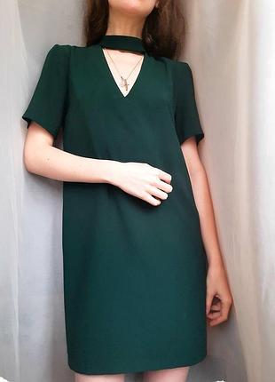 Темно-зелене плаття з чокером zara