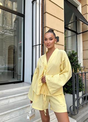 Костюм с шортами лен жатка