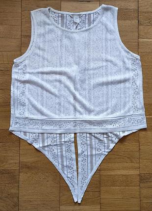 Майка топ белая кружево ажурная спинка