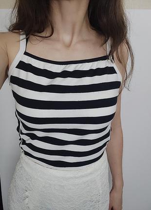 Майка жіноча q-girl чорно-біла в смужку s, m