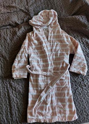 Длинный махровый халат с капюшоном 122/128