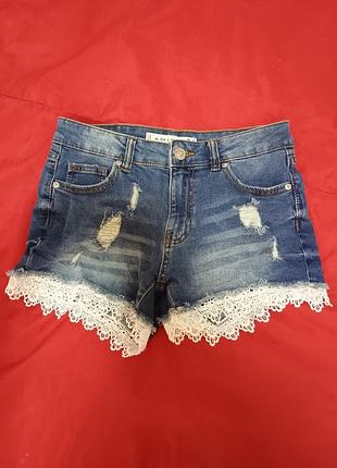 Amisu jeans,размер s, шорты женские с рюшами