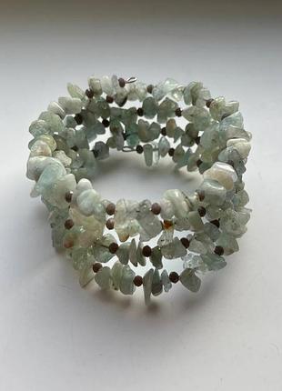 Браслет із натурального каменю аквамарин р. 16-17