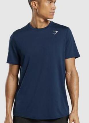 Стильная оригинальная футболка gymshark темно-синяя хлопок l
