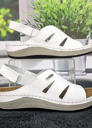 Сандалии босоножки женские inblu белые кожаные 4955