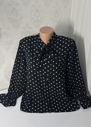 Сорочка блуза чорна в горох горошок