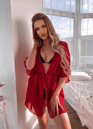 Легка прозора шифонова туніка міні жіноча літня