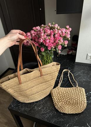Соломенная сумка , пляжная сумка, сумка через плечо