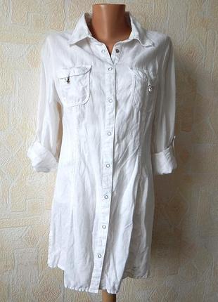 Довга лляна сорочка на кнопках