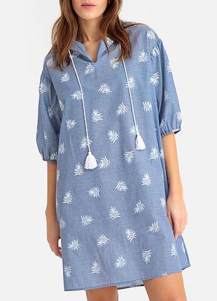 Новое платье францией голубое белоснежное хлопок коттон