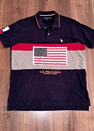 Чоловіча унікальна футболка поло u.s. polo assn оригінал з великим лого