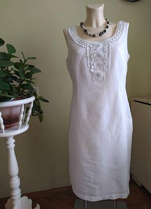 Нарядна лляна сукня per una від marks & spencer з квітами