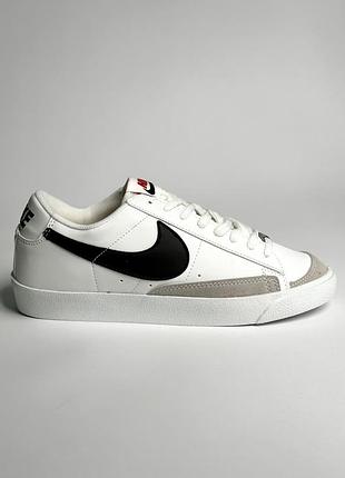 Чоловічі кросівки tune nike blazer low, білі з чорним кросівки найк блейзер, демісезонні кеди