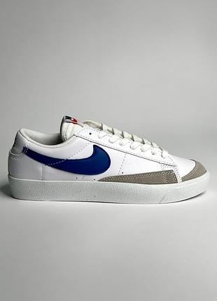 Чоловічі кросівки tune nike blazer low, білі з синім кросівки найк блейзер, демісезонні кеди
