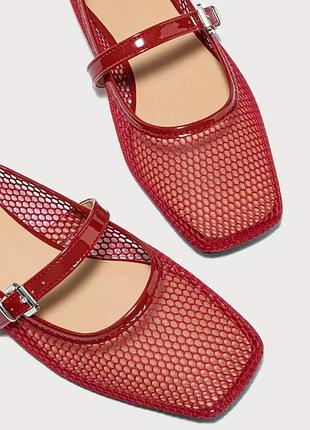 Балетки у сіточку червоні з ремінцем, легкі, літні , 38 розмір