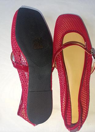 Балетки у сіточку червоні з ремінцем, легкі, літні , 38 розмір