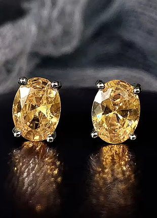 Серебряные серьги с натуральным цитрином