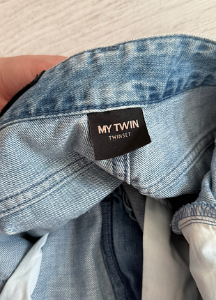 Джинси жіночі twinset блакитні, фасон boyfriend, розмір 29 (eu 38), бавовна, з декор. прорізами4 фото