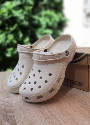 Crocs бежевые на низкой