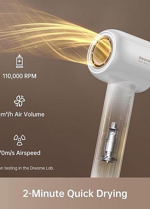 🔥 супер ціна! фен dreame hair glory 1600вт 76 дб ahd6a-wh до 70 м/с. технологія dyson