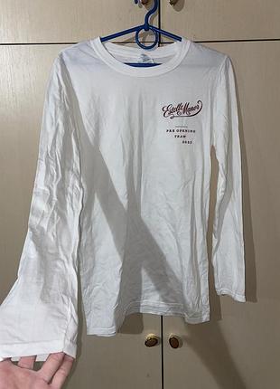 Лонгслів бавовняний тонкий подовжений білий