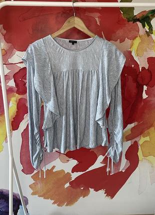 Блузка river island з довгим рукавом блакитний розмір 10 з рюшами