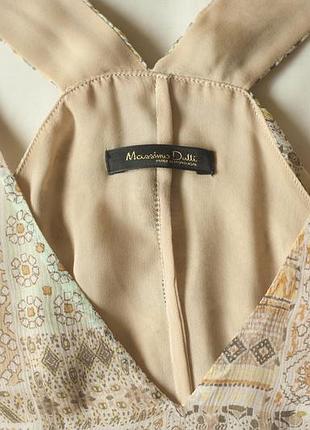 Шовковий бежевий сарафан з геометричним принтом massimodutti, розмір s, м6 фото