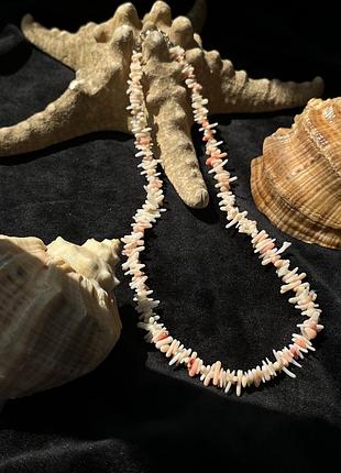 ⚠️рідкісний вінтаж⚠️ кольє з натурального світло-рожевого коралу