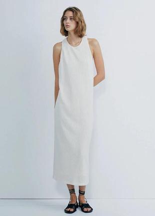 Льняное макси платье